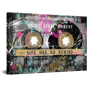 KREATIVE ARTS Vintage Graffiti Street Art Canvas Retro Cassette Tape Life Quote Wall Art Inspirational and Motivational Office Decor 24x36 Inch Stretched Canvas Ready to Hang