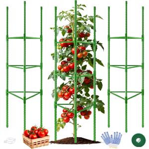 WAENLIR 3 Pack Tomato Cages for Garden, Up to 51 Inch Tomato Trellis for Raised Garden Bed, Plant Stakes for Pots, Durable Tomato Plant Support Garden Stakes for Climbing Plants