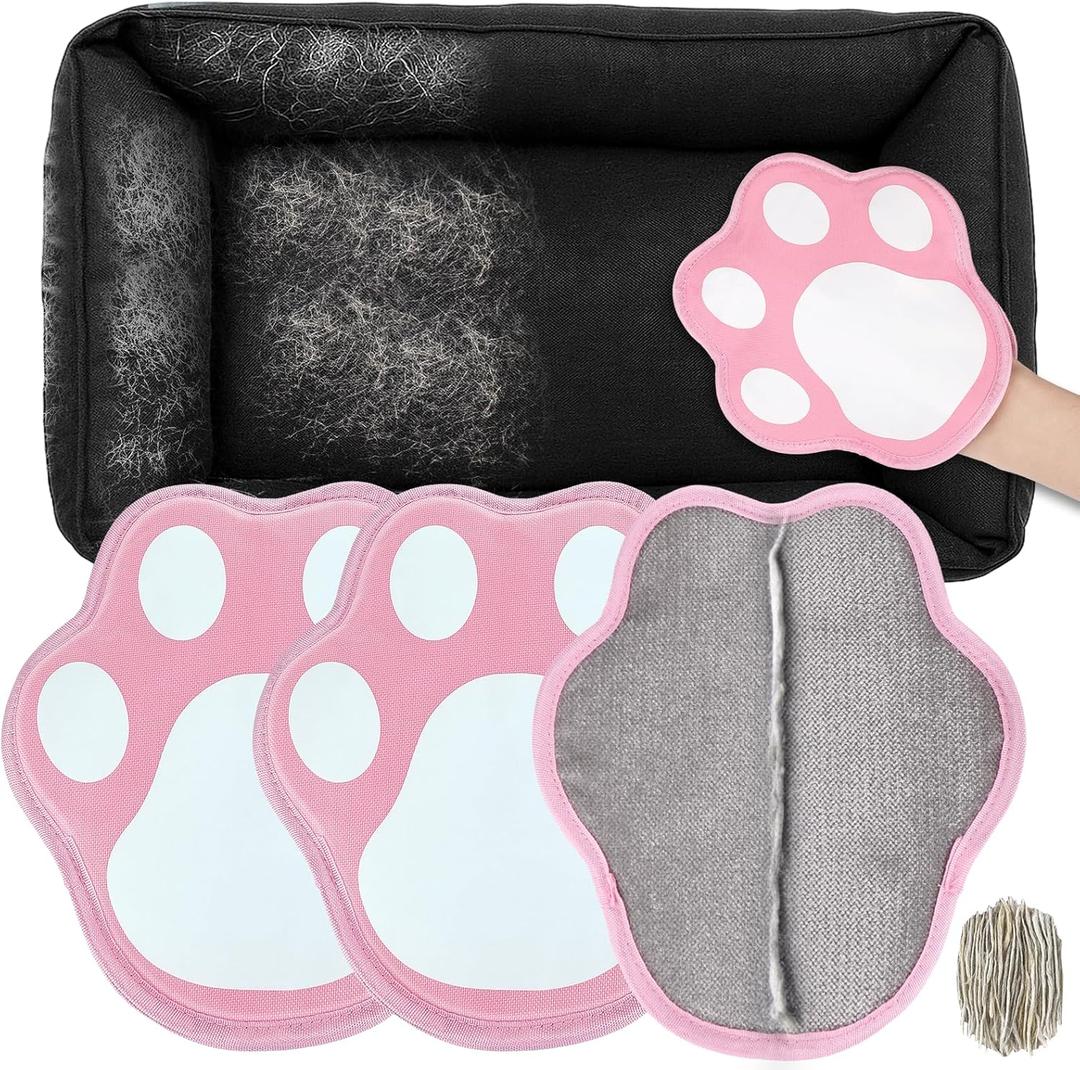 BABORUI Pet Hair Removal Glove - 2 Packs Cute Paw Electrostatic Pet Hair Remover Glove, Magic Brush Pet Hair Glove for Cats Dogs