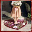 Valentine Bathroom Rug Heart Love Bird Valentines Door Mat 30 x 30 Inch Vintage Valentine Bath Decor Non Slip Welcome Floor Door Mat Casual, Low Pile, Kitchen Indoor Outdoor Home Bedroom Decoration