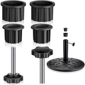 Zhengmy 6 Pcs Patio Umbrella Base Hole Ring Cover and Cap Umbrella Stand Replacement Screw Part with M8 Thread Hand Knob Threaded Plastic Knobs Patio Black Handle Replacement Parts