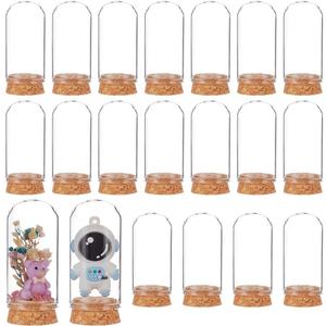 BENECREAT 20 Pack Glass Cloche with Cork Base, 2.4x1.2 inch Display Dome Jars for Wedding Centerpieces, Fairy Gardens, Mini Cake Covers, Party & Home Decor