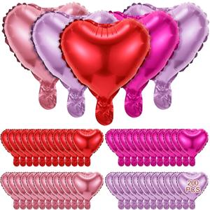 Talltalk 200 Pack Valentine's Day 10 Inch Heart Shape Balloons Heart Foil Helium Balloons for Valentines Day Birthday Wedding Bridal Shower Baby Shower Party Decoration(Multicolor)