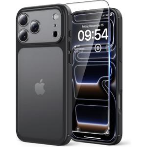 TAURI for iPhone 17 Pro Case, Full Camera Protection with Screen Protector, Translucent Matte Military-Grade Protection Shockproof Slim Phone Case for iPhone 17 Pro, Matte Black