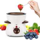 MultiOutools Mini Electric Fondue Pot Set with Dipping Forks, Chocolate Melts Candy Melts Fondue Pot, Melting Chocolate Small Pot for Chocolate, White