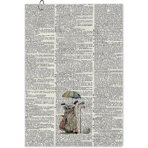Vintage Golf Towel - Retro Sports Club Golf Bag Accessories Towel, Trendy Preppy Disc Weave Waffle & Ball Towels with Carabiner Clip Gifts for Golfer Men Grandpa Boyfriend Dad, 16"x24"