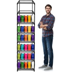 GRETJOB 8-Tier 3D Printer Filament Storage Rack  Heavy-Duty Metal Spool Holder, Holds 50 Filament Rolls, Modular Shelves, Tool-Free Assembly
