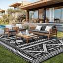 Shilucheng 8x10 Outdoor Rug for Patio Clearance Waterproof Reversible Plastic Foldable Large Rugs for Camping, RV, Deck, Picnic, Beach, Backyard Outdoor Carpet (Black/White)