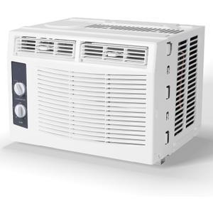 5000 BTU Window Air Conditioner, Mechanical Control AC Unit with Easy Install Kit, 2 Cooling/Fan Speeds, 2-Way Air Direction, Auto Restart, Cools Rooms Up to 150 Sq.Ft