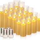 Flickering Flameless Candles Battery Operated with Remote and 2/4/6/8 H Timer Plexiglass Led Pillar Candles with Realistic Moving Wick Candles for Home Decor Pack of 24 (D2.2"xH 5"6"7")(Ivory)