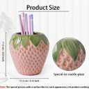 Strawberry Pencil Holder, Cute Pen Holder for Desk, Ceramic Pen Holder, Stand Makeup Brush Holder, for School, Home, Office Desk Decor(Pink)