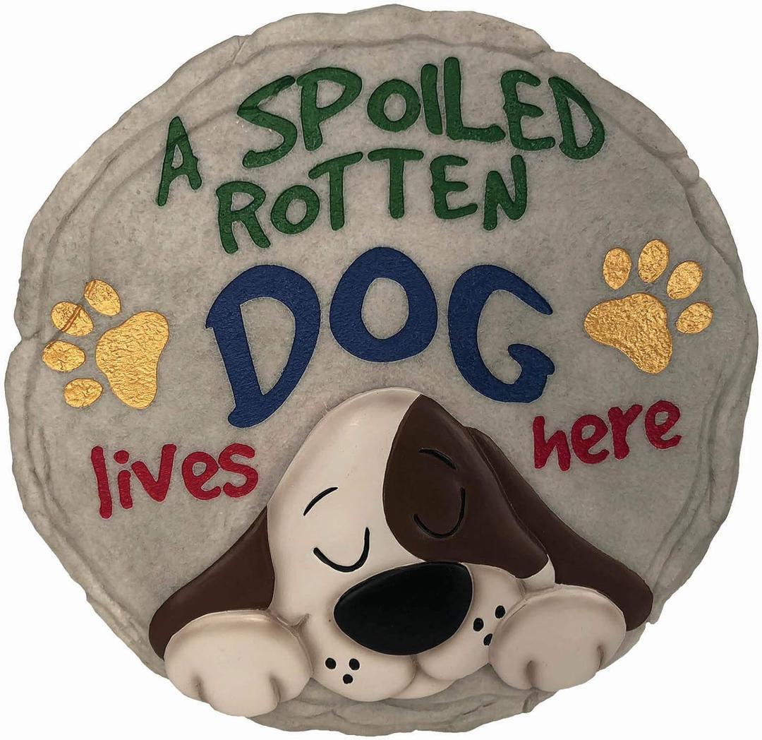 Spoontiques - Garden Dcor - Spoiled Rotten Dog Stepping Stone - Decorative Stone for Garden