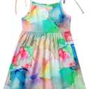 Vieille Toddler Girls Summer Sling Dress Tie Straps Sleeveless Casual Beach Sundress with Pockets 2-6 Years