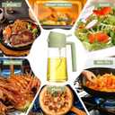 Oil Sprayer for Cooking 2 in 1, 470ml/16oz, Oil Spray & Dispenser Glass Bottle, Food-grade material for Kitchen, Salad Dressing, Frying, Air Fryer & BBQ (Green)
