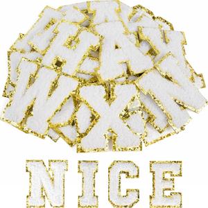 ASTARON 52 Pcs Self Adhesive Letter Patches Chenille Letters Stickers, A-Z Embroidered Applique Patches Alphabet Cloth Patch for Clothes, Bags, Hat, Phone Case, DIY Accessories (White)