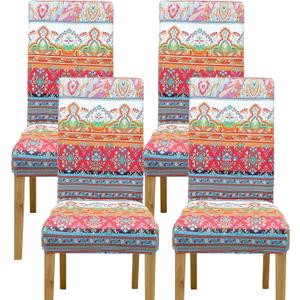 4 Pack Dining Room Chair Covers, Chair Covers for Dining Room Set of 4, Elastic Dining Chair Slipcovers, Dining Chair Slipcover, Kitchen Chair Protector Set of 4, Bohemian 2