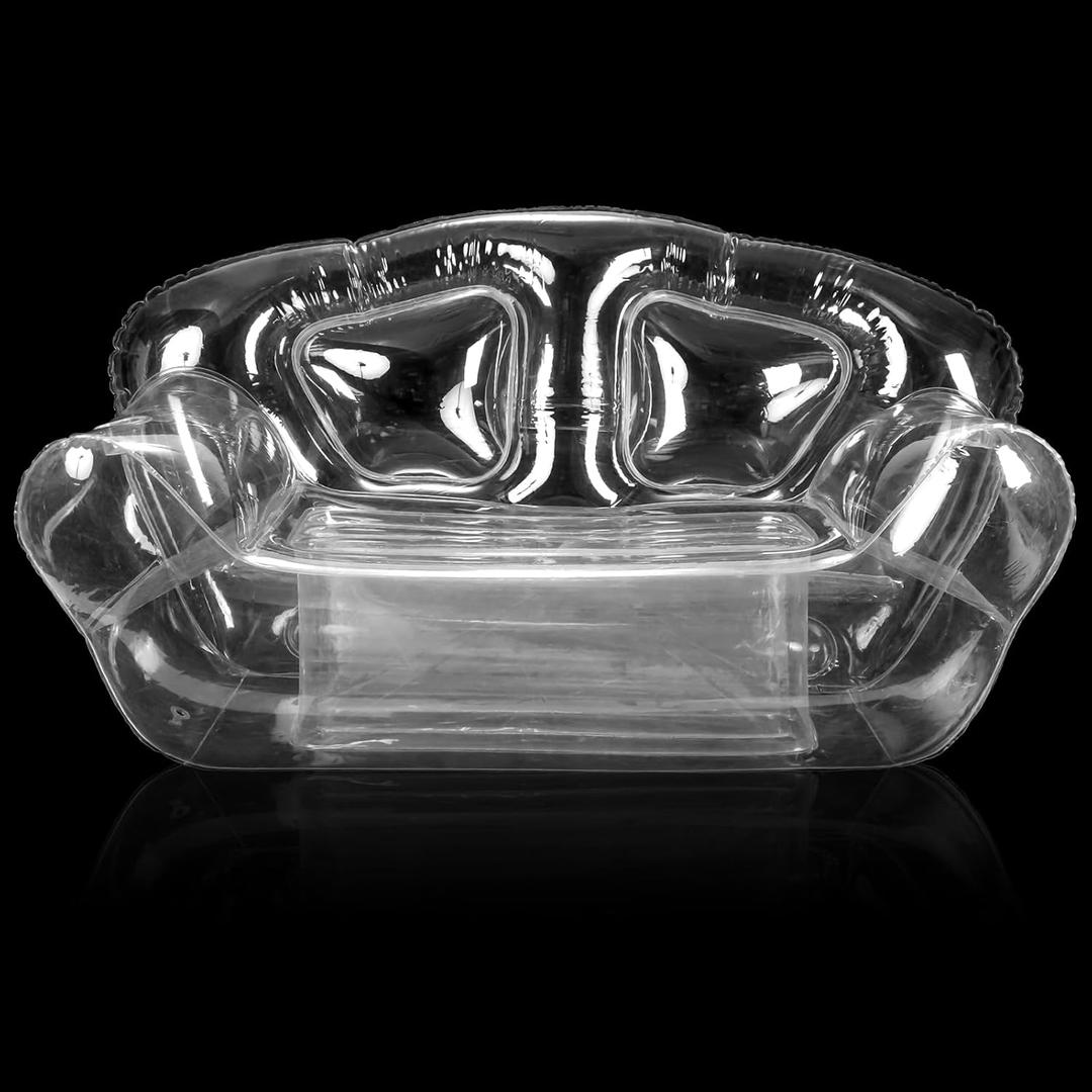 Kigley Inflatable Chair Blow Up Couches Transparent Inflatable Sofa Seat Yard Patio Portable Air Couch Furniture for Outdoor Indoor Camping Beach Room(Double Seat,Clear)