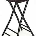 Gluck Plants Folding Stool,24 Inch Foldable Portable Collapsible Height Bar Stool Chair,Adult Tall Leather Padded Chair for Kitchen Living Room Garden Camping Fishing