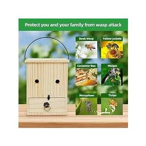 Carpenter Bee Traps for Outside 2PACK– Durable, WeatherResistant, EcoFriendly Wooden Wasp Trap for Outdoor Use