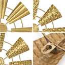 Briful 12" Wall Dcor Pack of 3 Metal Gold Windmill Radial Plate Wall Art Modern Accent Hanging Wall Decorations For Home Office Living Room Wall Sculptures