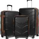 Luggage Sets 3 Piece with Spinner Wheel, Hardside Suitcase Set with TSA Lock, Expandable Travel Luggage for Men and Women, Black (20in24in28in)