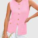 PRETTYGARDEN Women's 2026 Spring Sweater Vest Sleeveless Button Down Knit Cardigan Tank Tops Summer Business Casual Outfits (Pink, M)