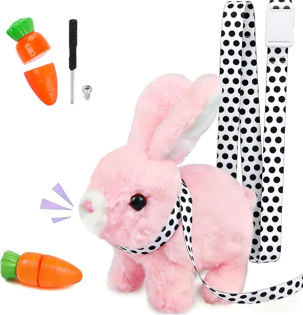 Easter Bunny Toy,Hopping Bunny Toy,Hopping Rabbit Plush Bunny Toy, Walks, Jumps, Sounds an Ideal Surprise Gift for Toddlers,Easter Toys for Toddlers(Pink)