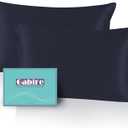 Mulberry Silk Pillowcases Set of 2, Both Sides Real Silk Pillow Cases for Hair and Skin Prevent Acne Pillowcase Organic Silk Pillowcase 2 Pack with Hidden Zipper, Navy Blue, King (20"36")