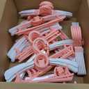 50 Pack Kids Hangers for Nursery Closet, Adjustable Non-Slip Toddler Baby Hangers with Windproof Buckle, 11-14" Infant Child Plastic Clothes Pant Hanger for Boys Girls Newborn Adult, Pink