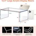 Large Acrylic Risers 4 Pcs - 5mm Thick Clear Display Risers (12.4 x 5 x 5) for Perfume Organizer, Collectibles, Figures, Jewelry & Retail Showcase