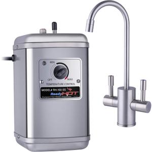 Ready Hot Compact Instant Hot Water Dispenser, Stainless Steel Tank, Wall Mounted, Adjustable Temperature Control, Includes Hot and Cold Dual-Lever Faucet with Brushed Nickel Finish, 41-RH-150-F560-BN