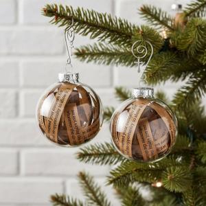 2Pcs Christian Christmas Ornaments Bible Ball Religious Gift Rescued Antique Bible Glass Religious Hanging Ornament with Silver Cross Xmas Tree Decoration for Home Office Church