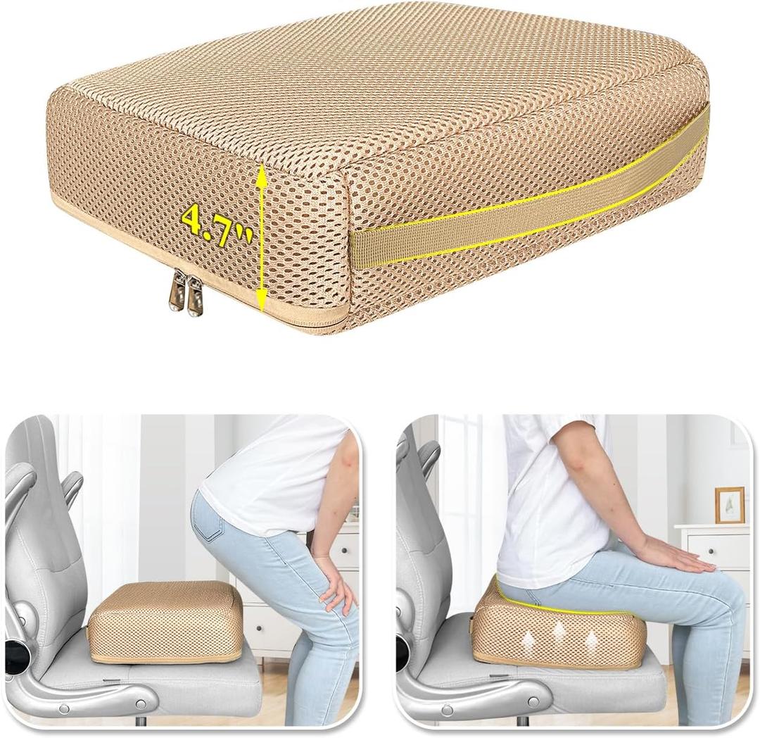 Booster Seat Cushion Extra Thick Chair Foam Cushion for Elderly Adult Booster Seat Elevation Pillow Extra Firm Riser Supportive Lift Chair Cushion Lift Pads for Home, Couch, Patio, Office Seats