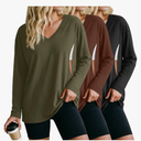 3 Pack Women's Oversize Nursing Shirts for Breastfeeding with Hidden Zippers Loose Fit Long Sleeve Maternity Tops, M