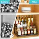 Black Spice Shelf, Tiered Spice Rack Organizer for Cabinet, 4 Tier Countertop Spice Rack, Depth Adjustable Seasoning Organizer for Cabinet