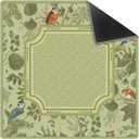 Green Mahjong Mat 31.5 x 31.5 Inch, Cottagecore Botanical Floral Bird Non-Slip Noise Reduction Mahjong Table Mat for American Mah Jong Poker Card Board Games Dominoes