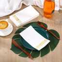 AmazingSpark 50 Pcs Palm Leaf Placemats and 75 Pcs Disposable Gold Foil Trim Guest Napkins for Wedding Birthday Party Bridal Baby Shower Hawaiian Luau Tropical Table Centerpiece