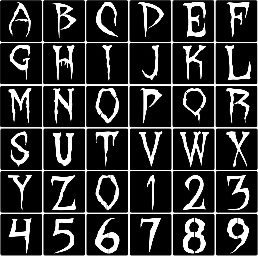36pcs Halloween Letter Stencils Reusable Halloween Number Stencil DIY Alphabet Stencil for Painting on Wood Canvas Reusable Template Nativity Scene Paint Stencils for Crafts Fabric Home Dcor