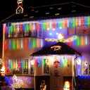 Joomer Christmas Lights Outdoor, 11.8 inch 10 Tubes 240 LED Meteor Shower Lights, LED Snow Falling Icicle Cascading Light with Timer Waterproof and Connectable for Christmas Decoration (Multicolor) (1PACK)