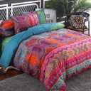 WONGS BEDDING Bohemain Comforter Set King, Microfiber Reversible Boho Alternative Comforter Set - 3 Pieces (1 Solid Comforter Set + 2 Pillow Shams), Bedding Inner Filling Duvet Set for All Season