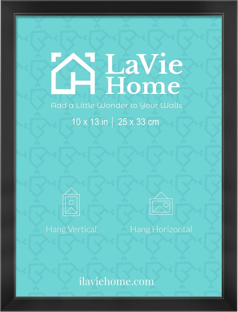 LaVie Home Cadre photo de 25,4 x 33 cm (Noir) - Affichage Photo de 25,4 x 33 cm - Support mural uniquement - Cadre Photo AU Design Simple - Collection Classic
