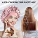 5 x Silk Bonnet for Sleeping Women Double Layer Satin Lined Hair Bonnet for Sleeping Shower Cap for Women with Natural Curly HairMediumBlush Pink-Blush Pink