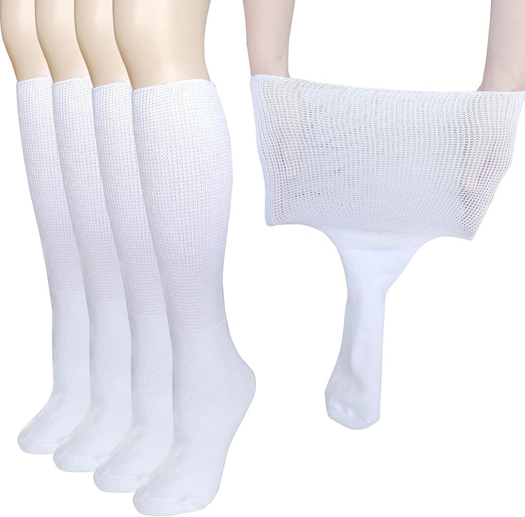 Extra Wide Socks for Lymphedema Swollen Feet Leg, Bariatric Socks, Cast Boot Sock, Diabetic Non Binding Neuropathy Swelling Women Men 2 Pairs