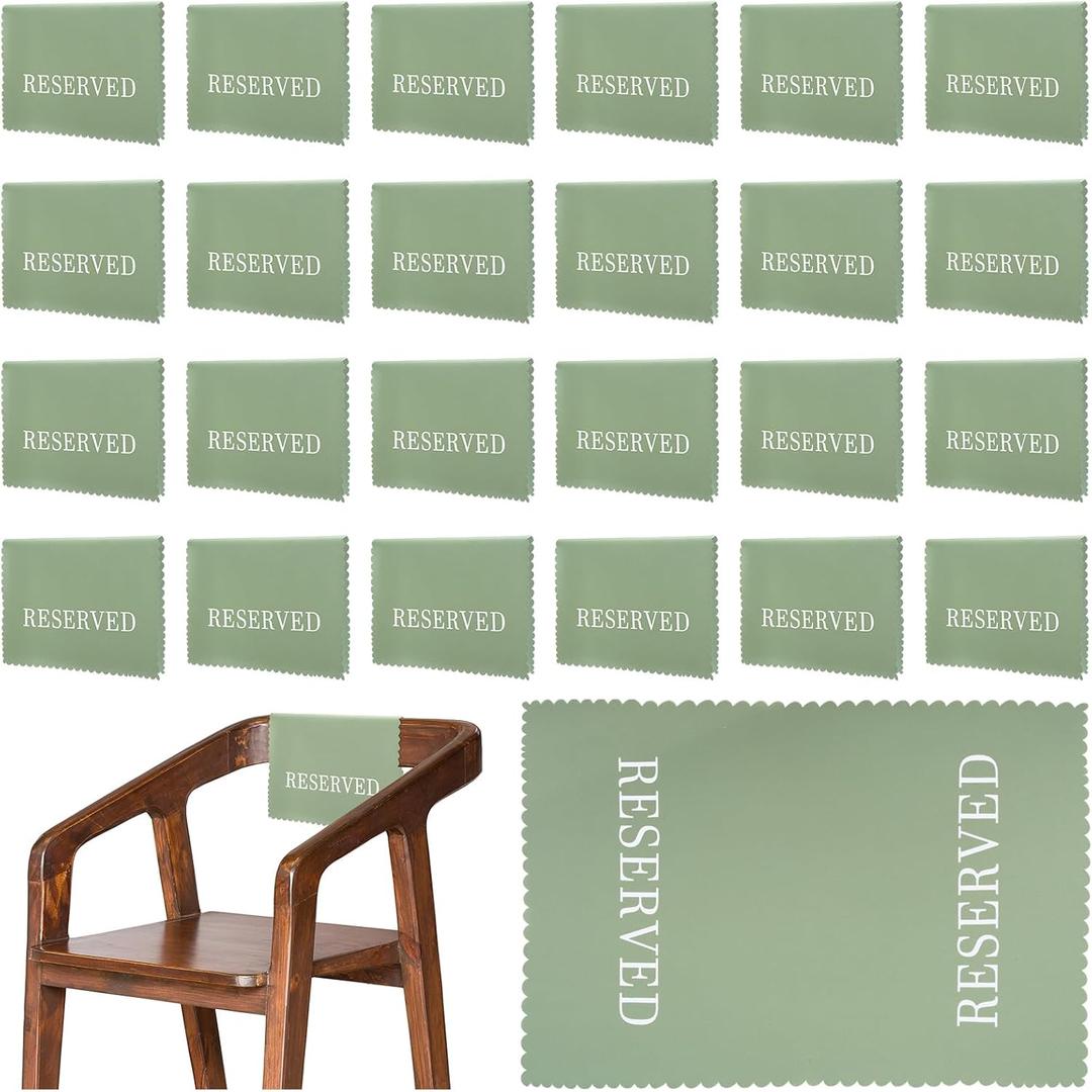 Breling Reserved Chair Signs Wedding Reserved Seating Signs for Church Pews 11.8 x 17.7 Inch Cloth Placeholder with Printed Words for Ceremony Restaurants(Sage Green,24 Pcs)