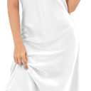 ALCEA ROSEA Women's Midi Satin Slip Dress Adjustable Spaghetti Strap Nightgown Silky Under Dresses (Large, White)