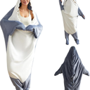 Wearable Shark Blanket Hoodie, Soft Warm Fleece Costume Onesie Pajamas, Hooded Sleeping Bag, Gifts for Men Women Adults Kids S