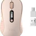 XBG B15pro Wireless Bluetooth Mouse, Bluetooth 5.0/ 4.0 & 2.4G Tri-Mode, Type-C Rechargeable with LED Screen Display, Ergonomic Silent Click for Laptop/ PC/ Tablet, Multi-Device & Office Use-Pink