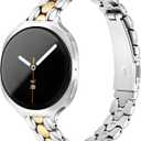 Melyis Slim Metal Band Fits Samsung Galaxy Watch 8 Band 40mm 44mm/Galaxy Watch 8 Classic 46mm, Stainless Steel Galaxy Watch 8 Band Women, Thin Bangle Bracelet for Samsung Watch 8 Bands, Silver&Gold