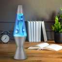 Lava Lamp White Blue and Silver 14.5"