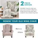KRFOONN Stretch Wing Chair Slipcovers Printed 2 Piece Wingback Chair Covers Soft Spandex Wingback Armchair Slipcover Furniture Protector Chair Covers for Living Room Wingback Chair, T1
